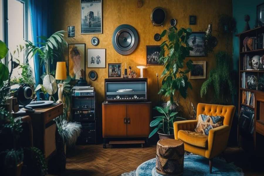 2. Amenajari pentru livingul mic - trucuri utile de design interior si idei de amenajare pentru un living mic, cochet si primitor_Amenajare sufragerie mica, mobilier vintage, decoratiuni, plante